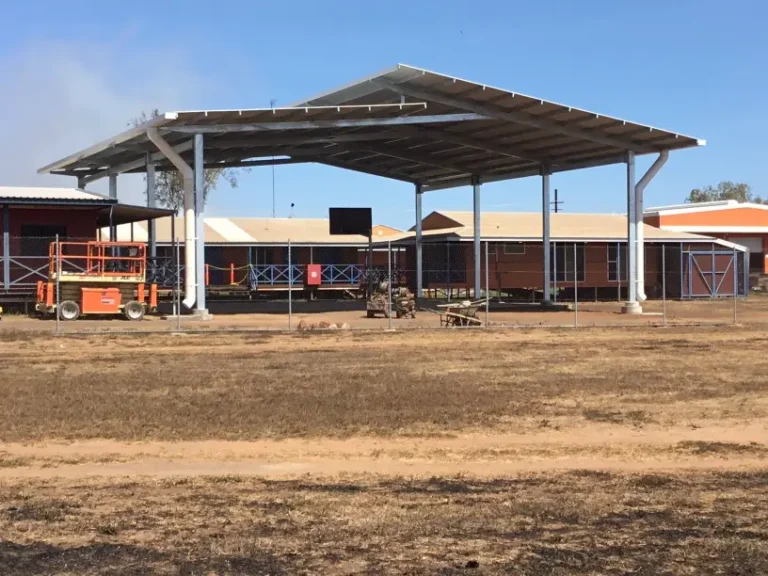 Outdoor structure near a school in rural Australia.