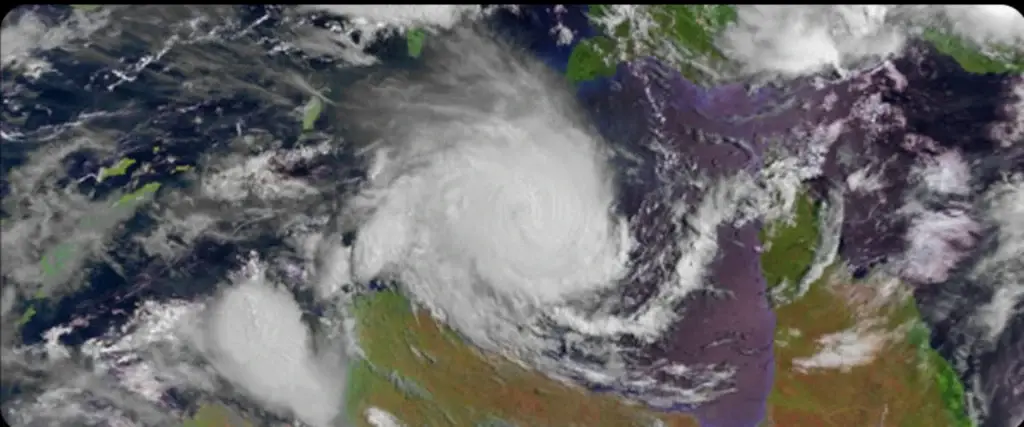 Satellite image of a cyclone in Australia